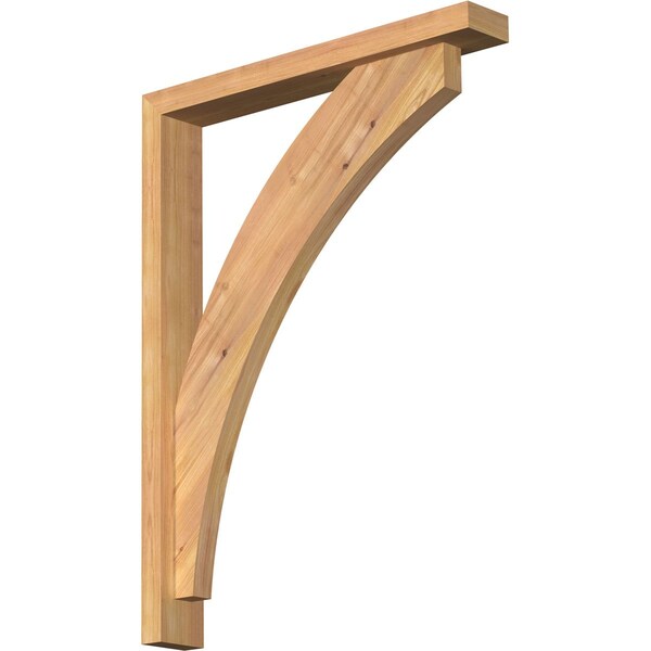 Ekena Millwork Thorton Block Smooth Bracket w/ Offset Brace, Western Red Cedar, 3 1/2"W x 24"D x 32"H BKT0402X24X32THR05SWR - main